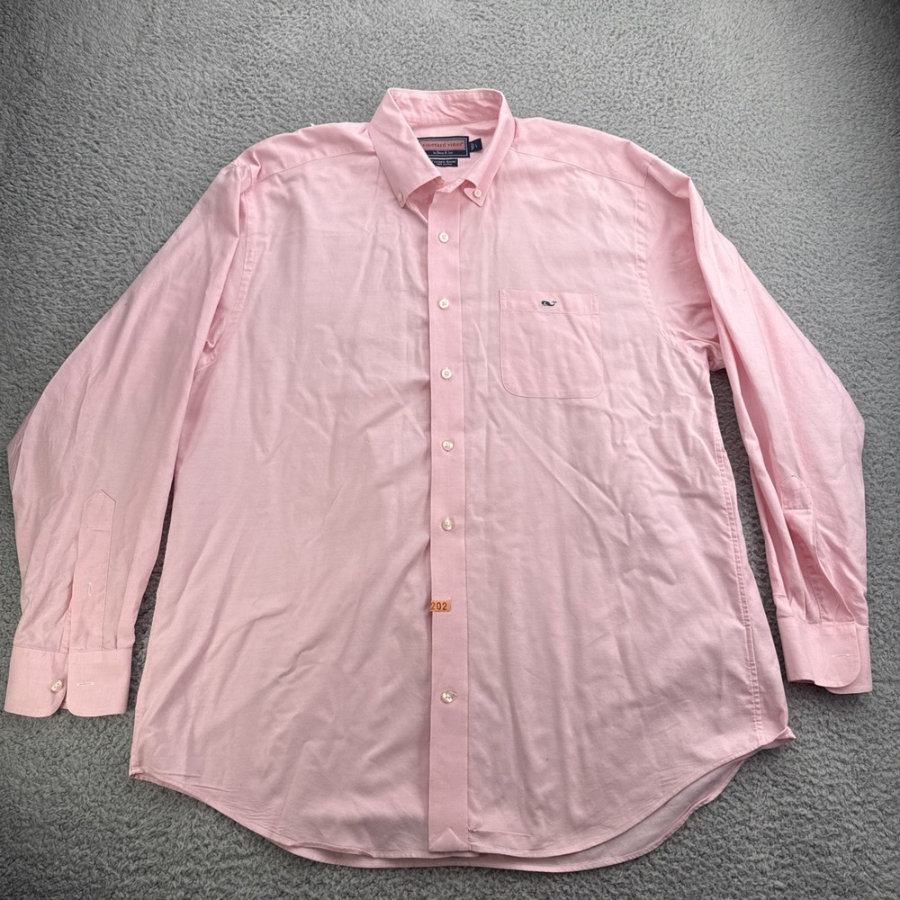 Vineyard Vines Tucker Shirt Mens Large Pink Solid Slim Fit Button Down